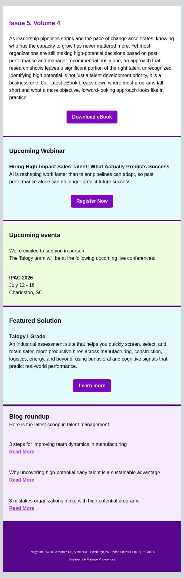 Talogy insider: Identify high-potential talent, register for our new webinar and more email from Cubiks screenshot