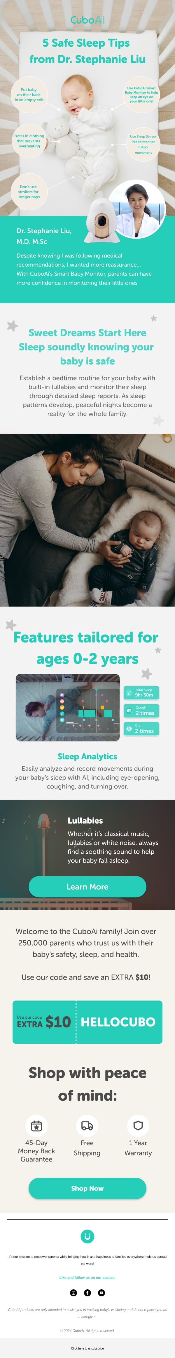 Dreamy Nights Await: Safe Sleep Solutions Inside 💤 email from Cubo Ai screenshot