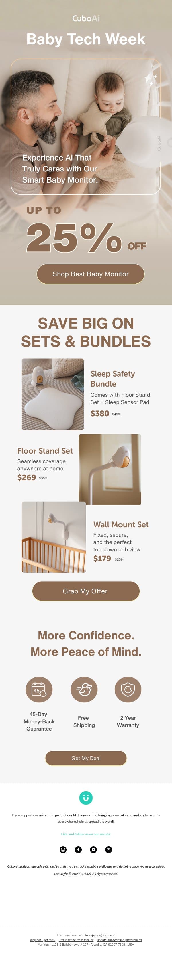25% Off Starts Now! Baby Tech Week is Here 🎉 email from Cubo Ai screenshot
