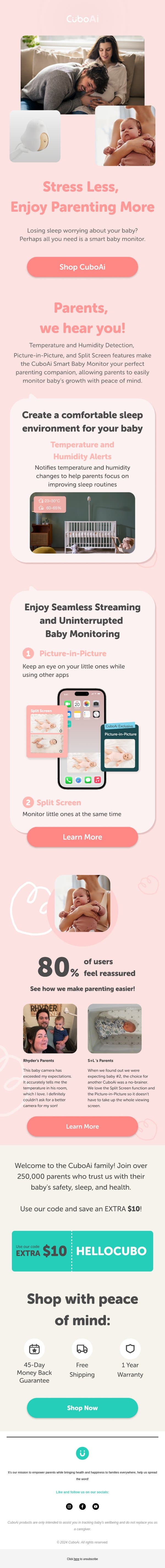 80% of Users Enjoy Greater Peace of Mind 😌 email from Cubo Ai screenshot