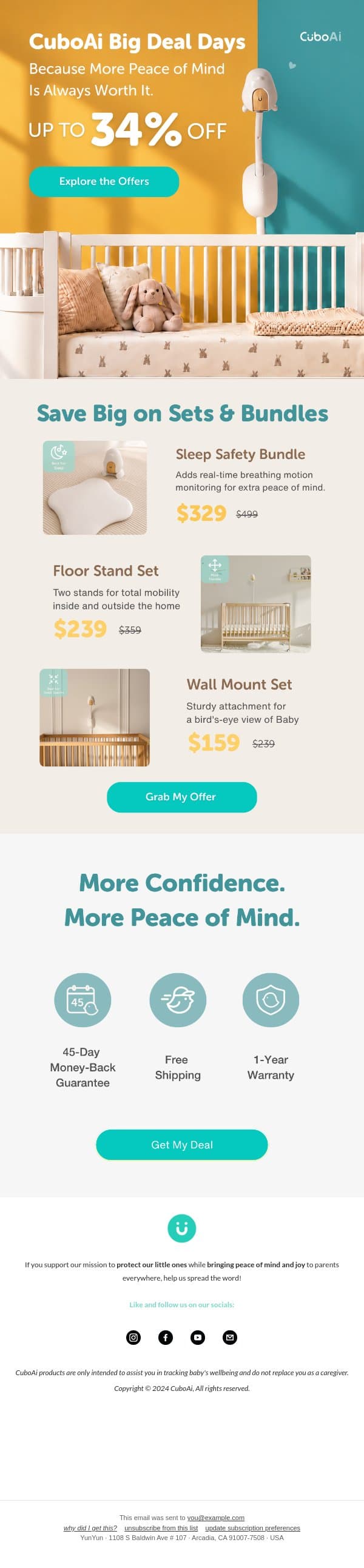 34% OFF Starts Now! Big Deals. Bigger Peace of Mind. 🤍 email from Cubo Ai screenshot