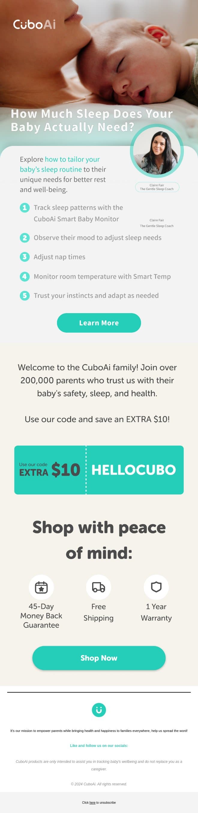 Tailor Your Baby’s Sleep Routine for Better Rest💤 email from Cubo Ai screenshot