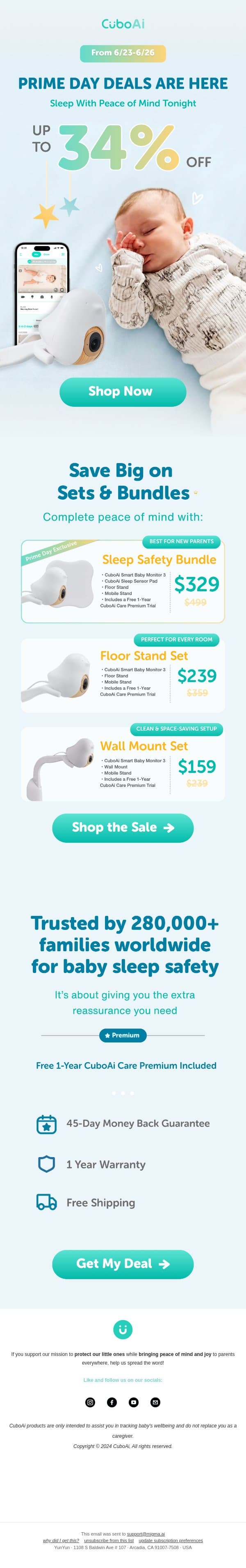 Save up to 34% during our CuboAi Prime Day deals 🔥 email from CuboAi screenshot