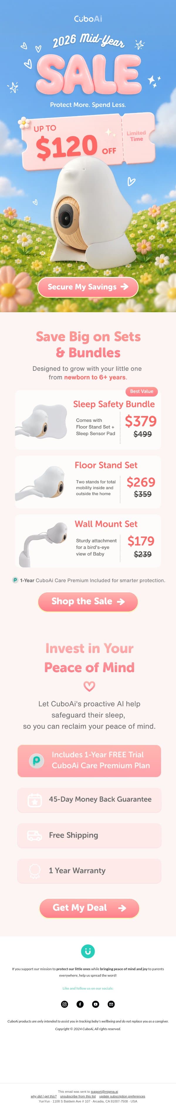 Save up to $120 on top-tier baby cameras 🔥 email from CuboAi screenshot