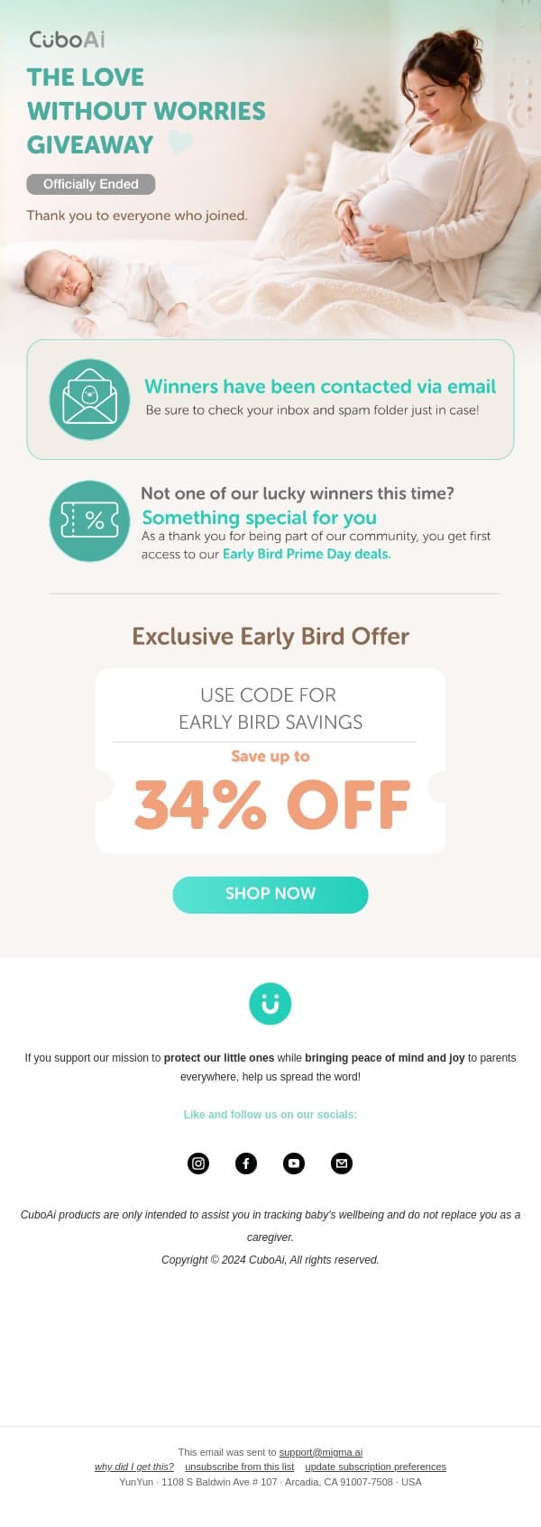 Prime Day Early Bird ⏰ Get up to 34% OFF with code! 🔥 email from CuboAi screenshot