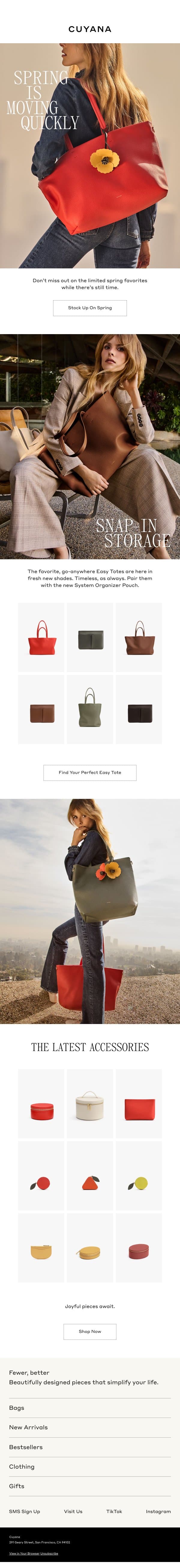 Spring is Almost Gone email from Cuyana screenshot