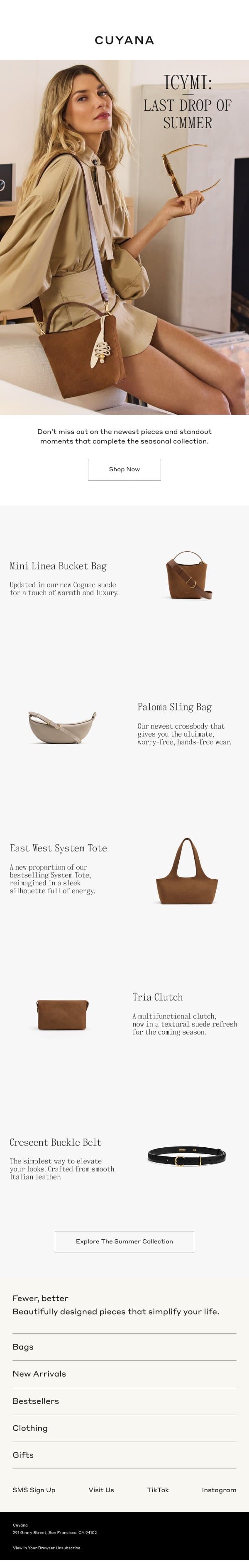 ICYMI: New Summer Pieces email from Cuyana screenshot