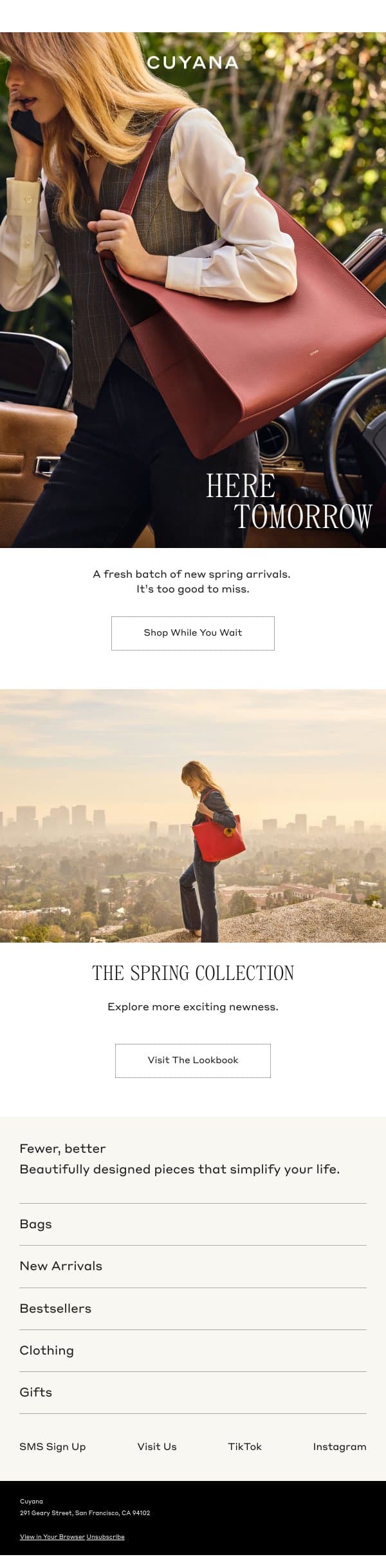 Big News Tomorrow email from Cuyana screenshot