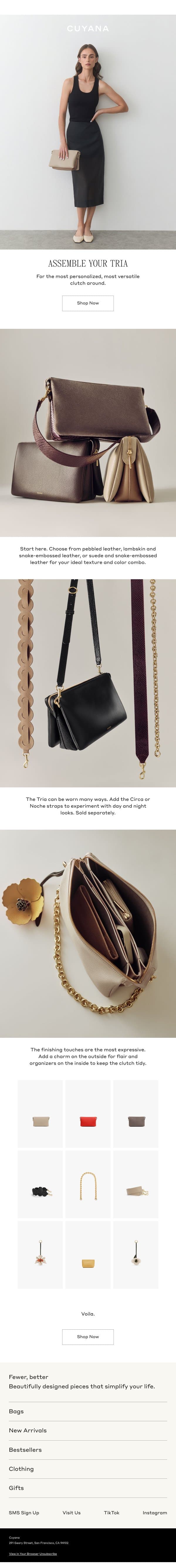 Personalize Your Tria Clutch email from Cuyana screenshot