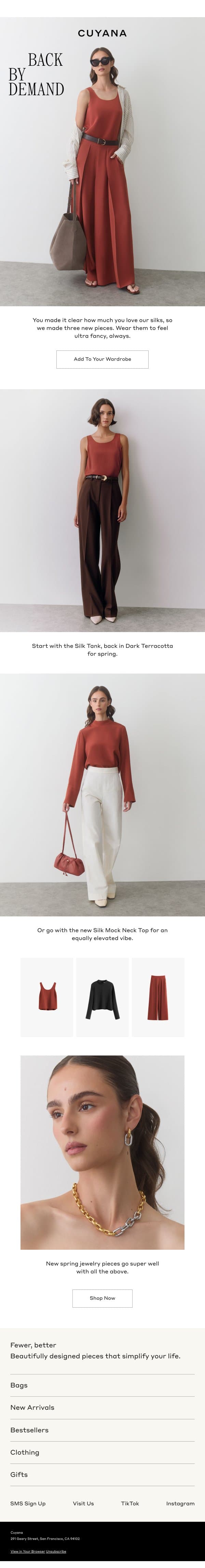 New Silk Style Separates email from Cuyana screenshot