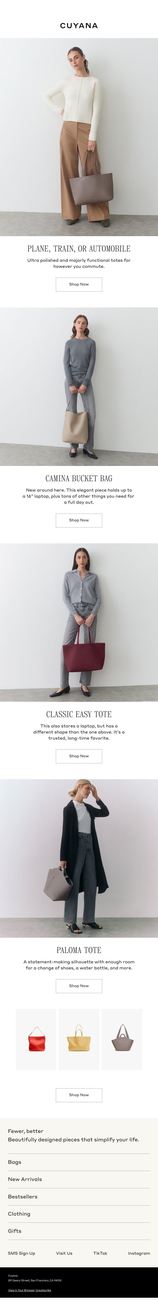 However You Commute email from Cuyana screenshot