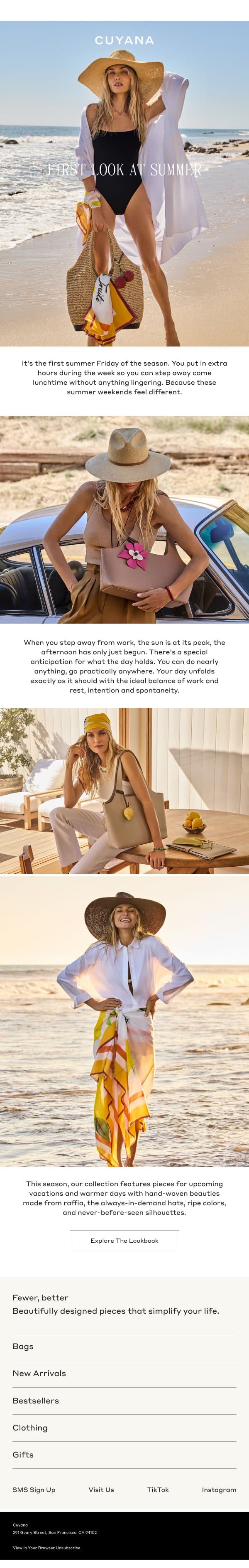 Quick Preview: Summer Collection email from Cuyana screenshot