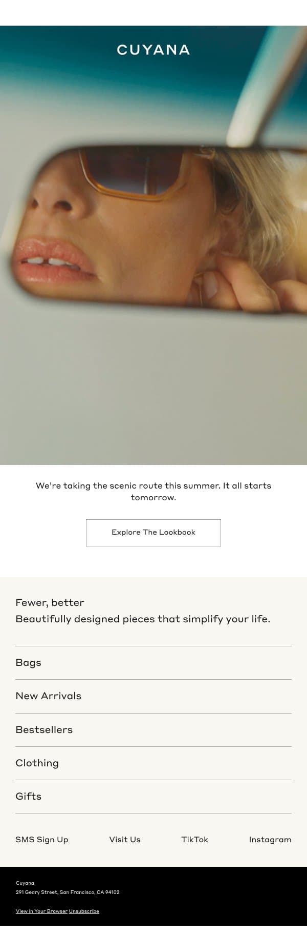 First Look: Summer Collection email from Cuyana screenshot