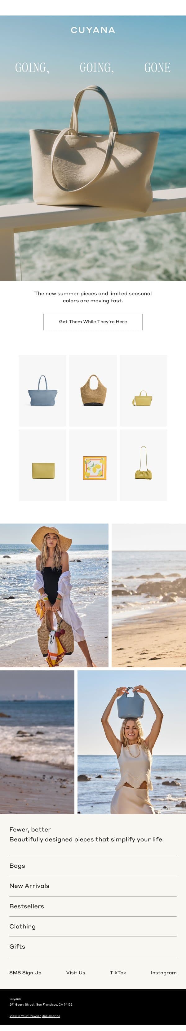 Don't Miss Out on Summer email from Cuyana screenshot