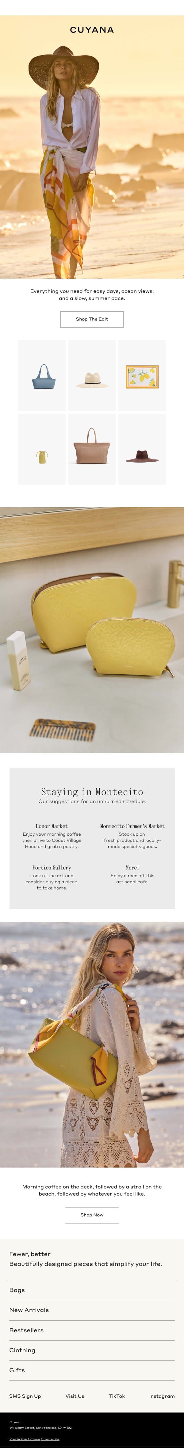 Pack for the Beach House email from Cuyana screenshot