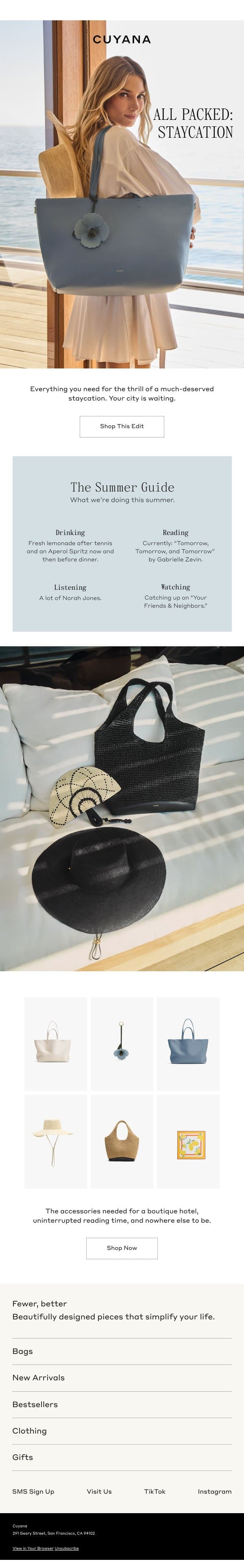 Pack for Your Staycation email from Cuyana screenshot