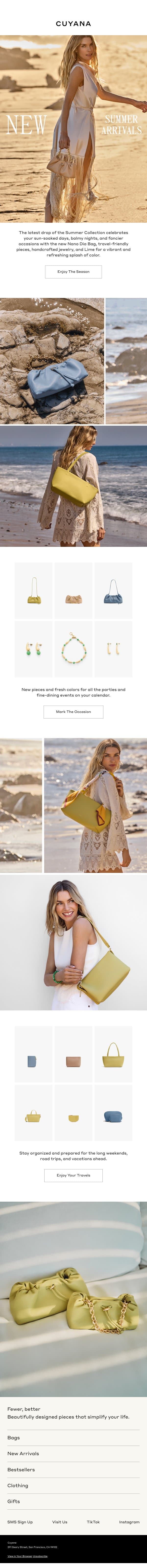 New Summer Arrivals email from Cuyana screenshot