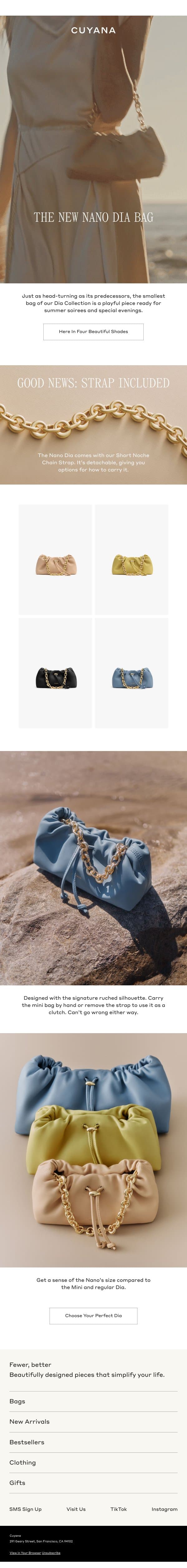 The New Nano Dia Bag email from Cuyana screenshot