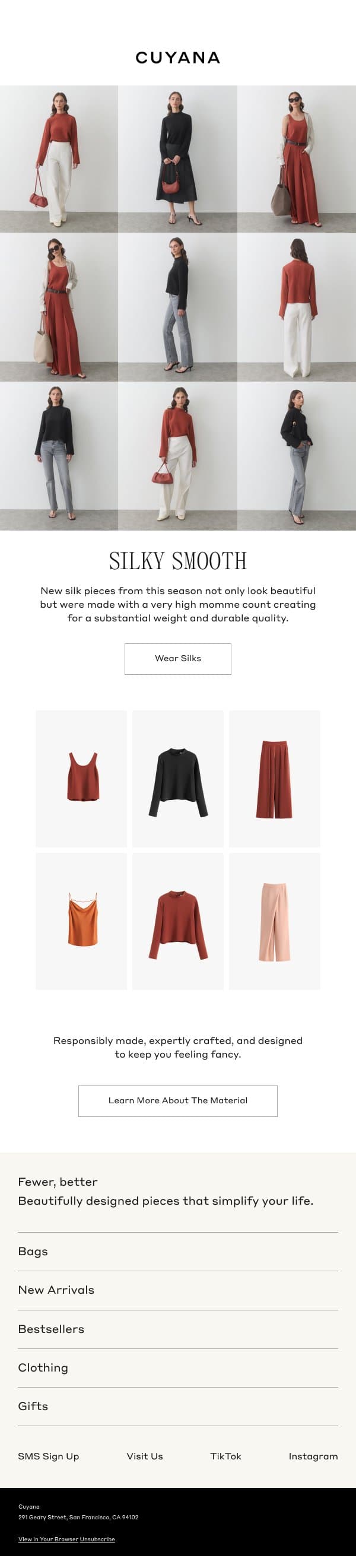 A Good Idea: Wear More Silks email from Cuyana screenshot