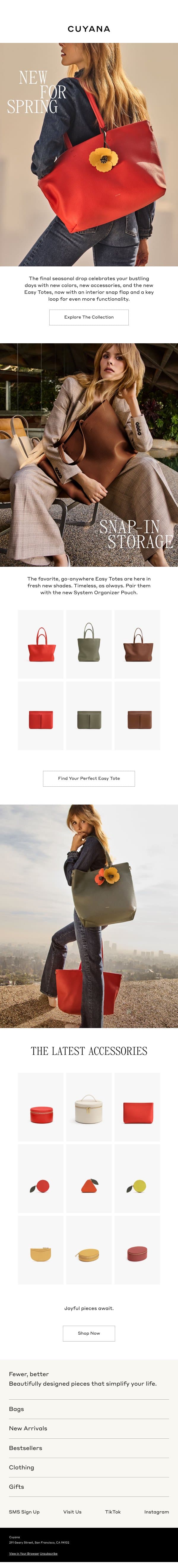 New Spring Pieces email from Cuyana screenshot