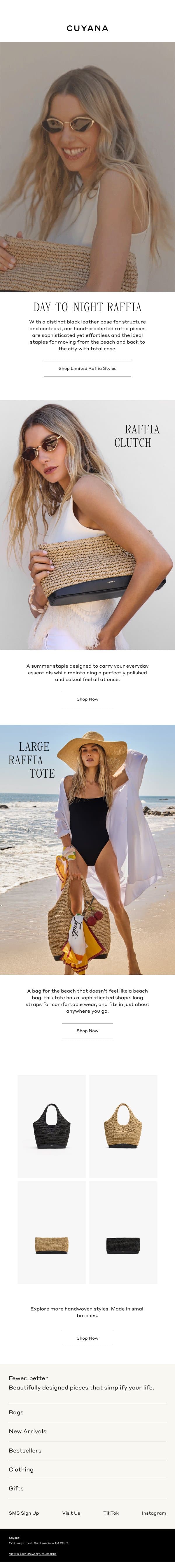 Raffia for the Beach and the City email from Cuyana screenshot