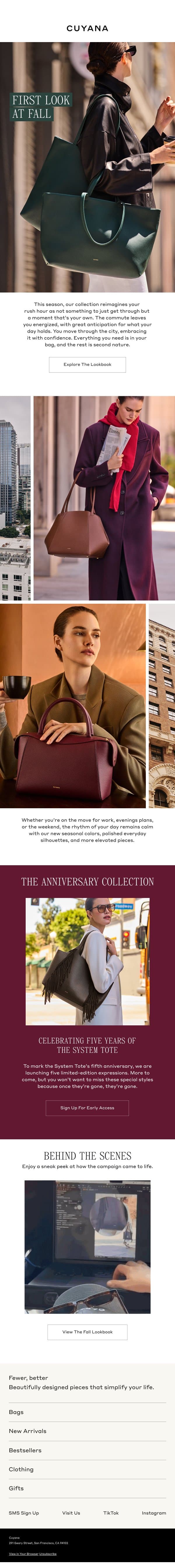 Exclusive Preview: Fall Collection email from Cuyana screenshot