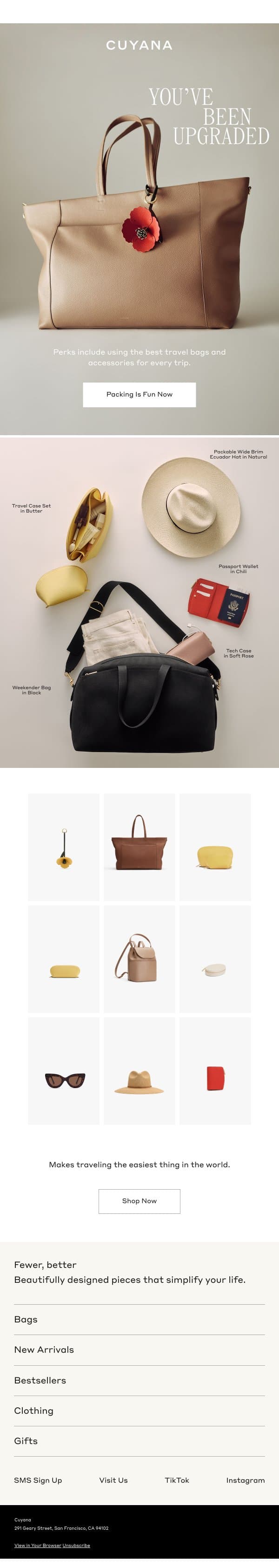 You've Been Upgraded email from Cuyana screenshot