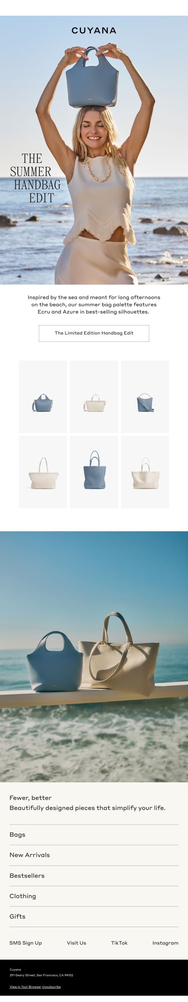 Introducing the Summer Handbag Edit email from Cuyana screenshot