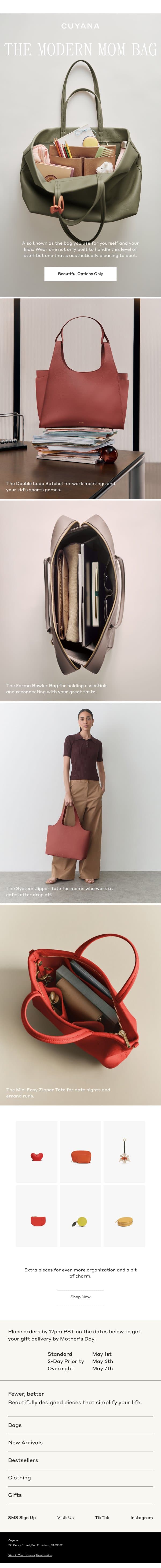 We Updated the Mom Bag email from Cuyana screenshot