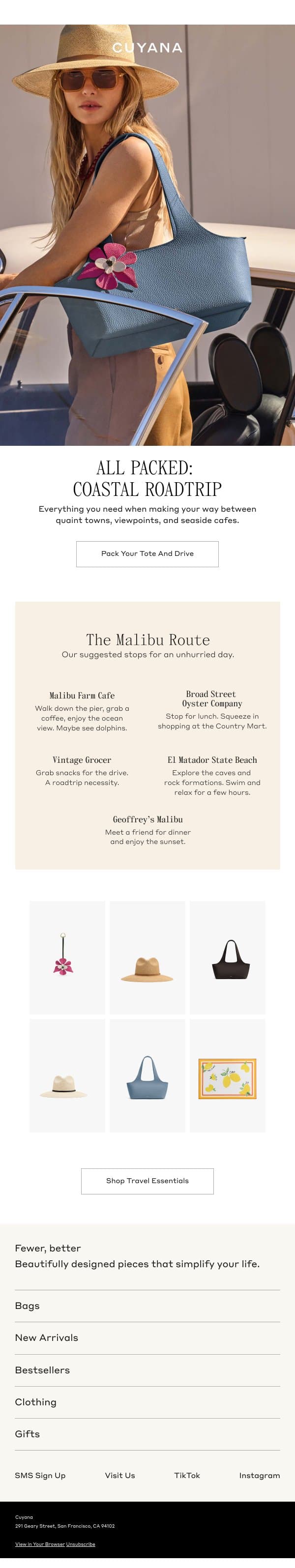 Have You Planned Your Coastal Roadtrip? email from Cuyana screenshot