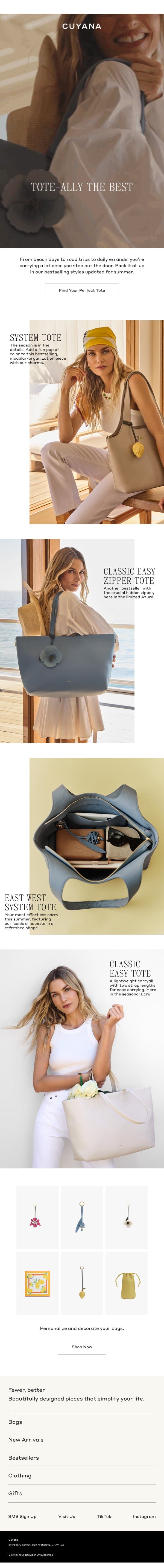 Your Summer Tote Guide email from Cuyana screenshot