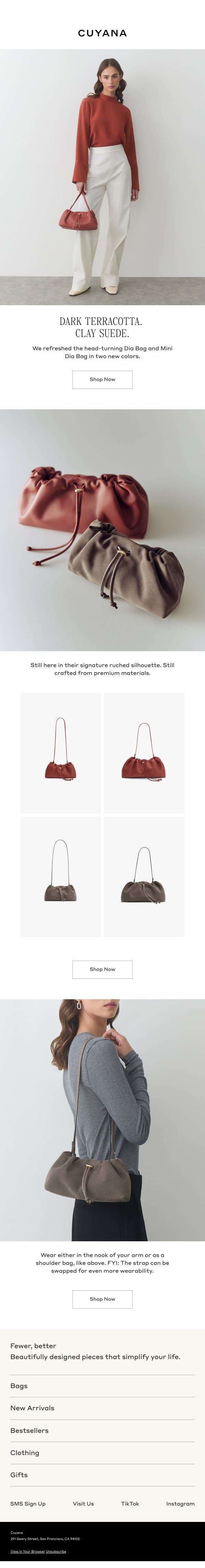 New Dia Bag Colors email from Cuyana screenshot