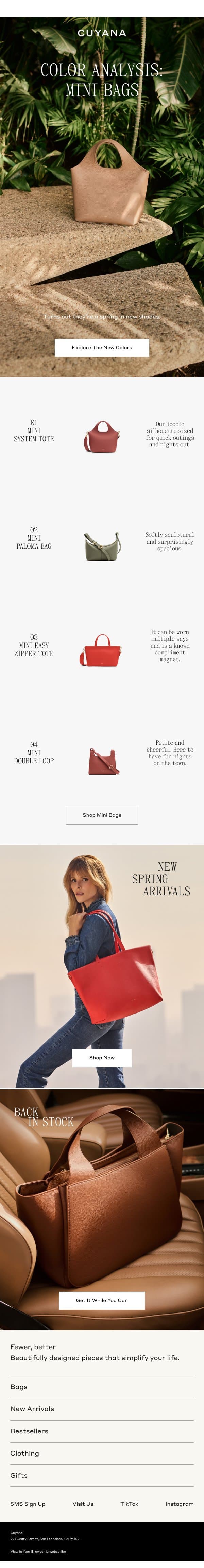 New Spring Colors email from Cuyana screenshot