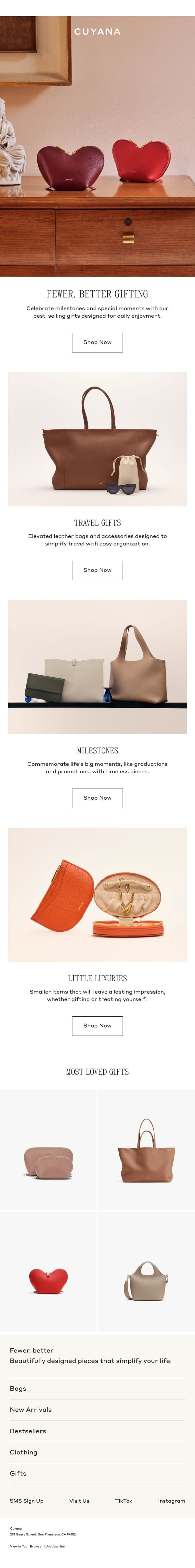 Meaningful Giving email from Cuyana screenshot