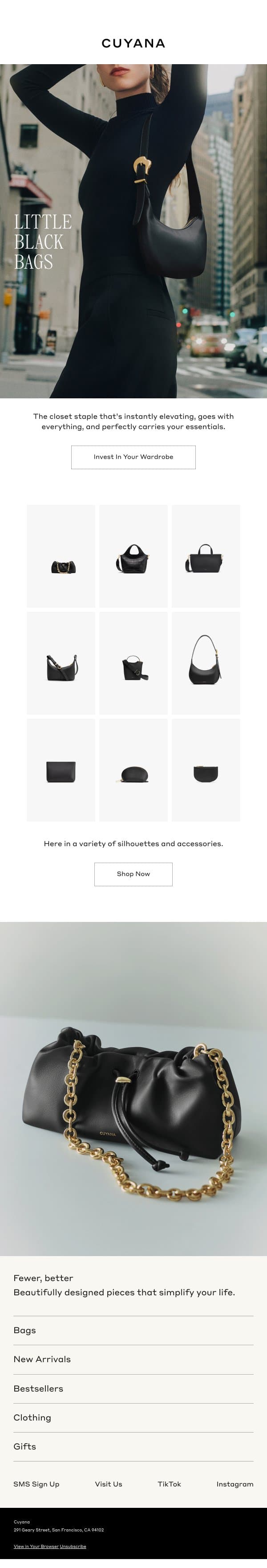 The Little Black Bag Roundup email from Cuyana screenshot