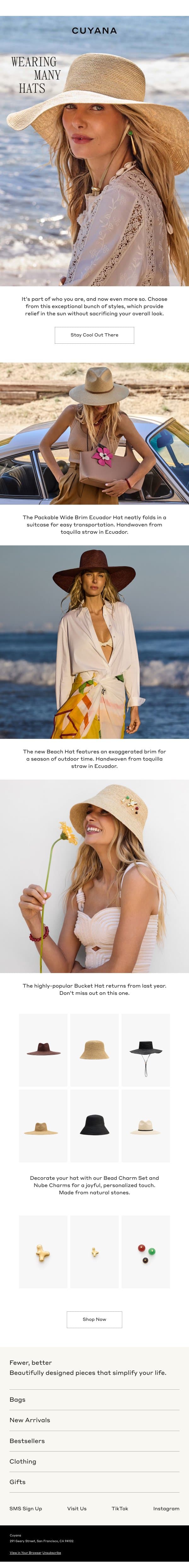 The Summer Hat Guide email from Cuyana screenshot