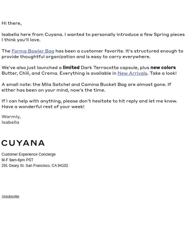 Just In, You're Going to Want to See This email from Cuyana screenshot
