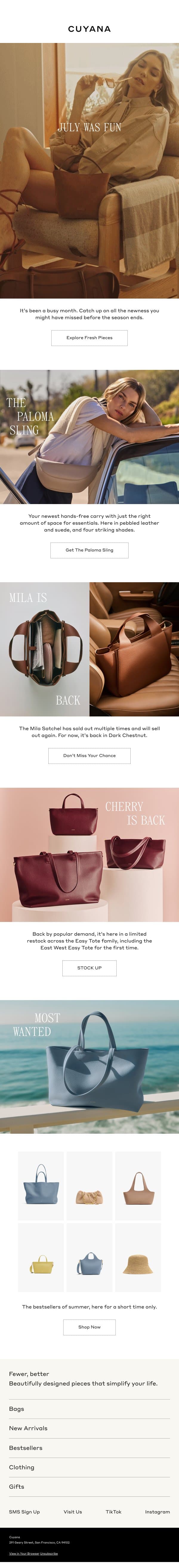 In Review: July Newness email from Cuyana screenshot