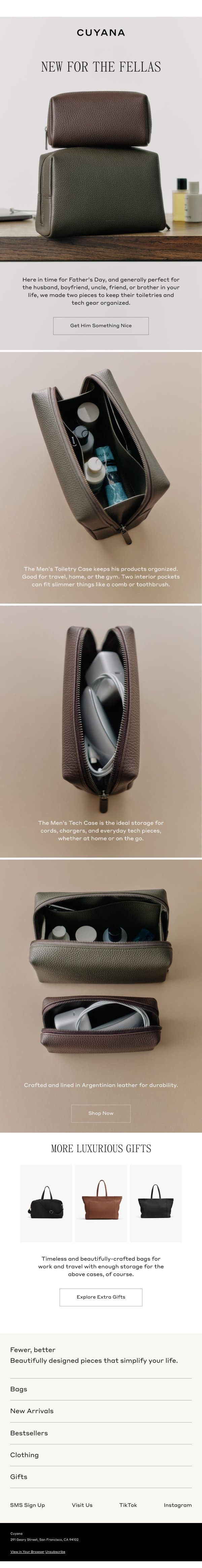 New Cases for the Fellas email from Cuyana screenshot