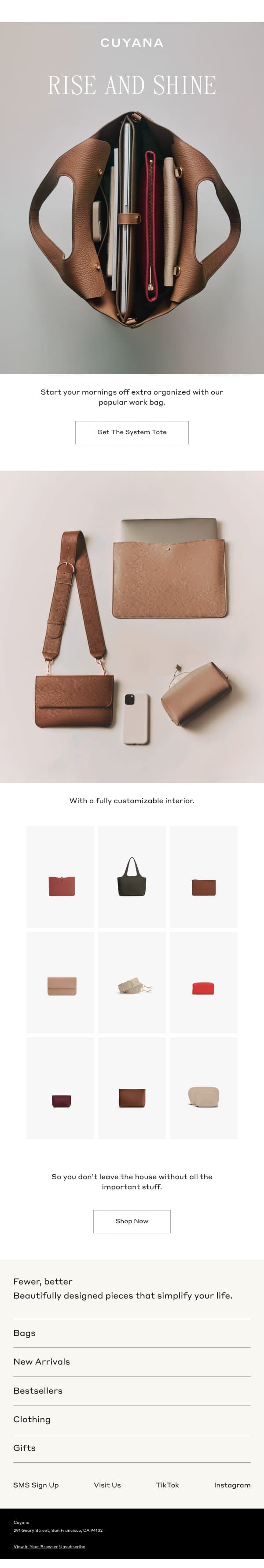 What if Mornings Weren’t Chaotic? email from Cuyana screenshot