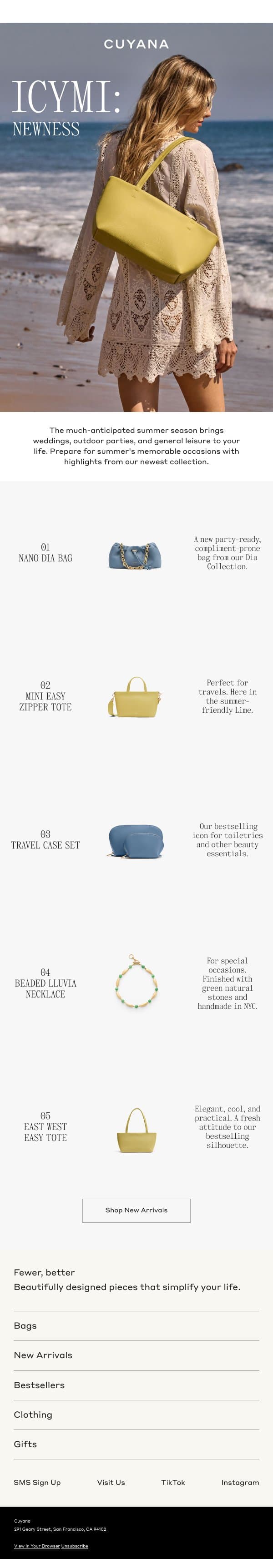 Did You See the Summer Newness? email from Cuyana screenshot