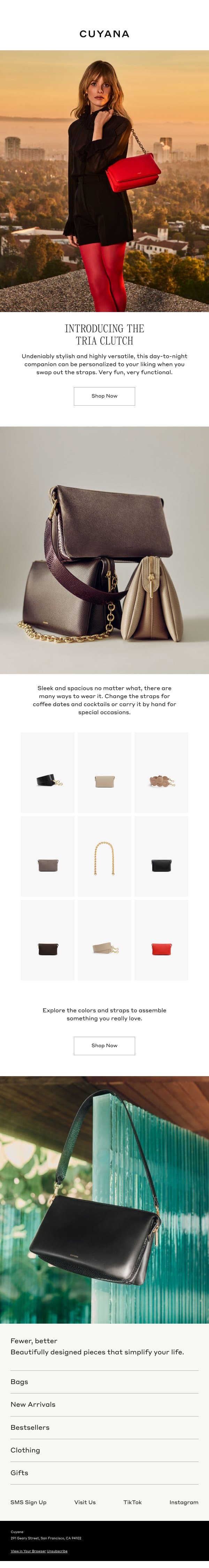 Introducing the Tria Clutch email from Cuyana screenshot