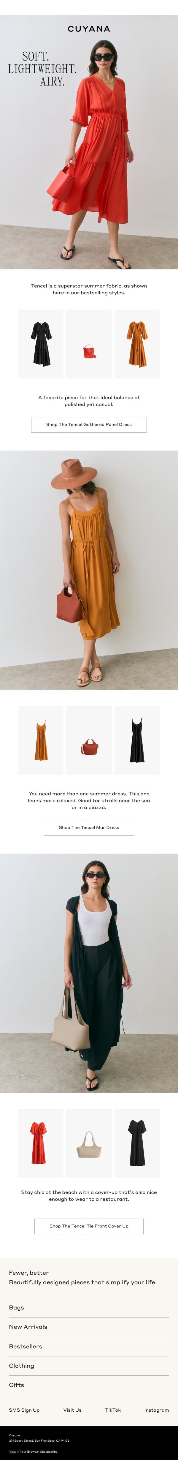 Your Summer Survival Fabric email from Cuyana screenshot