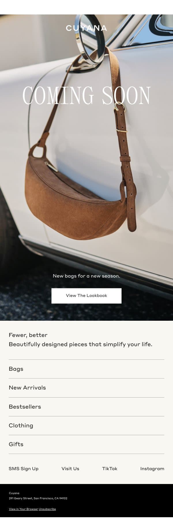 New Bags. New Season. email from Cuyana screenshot