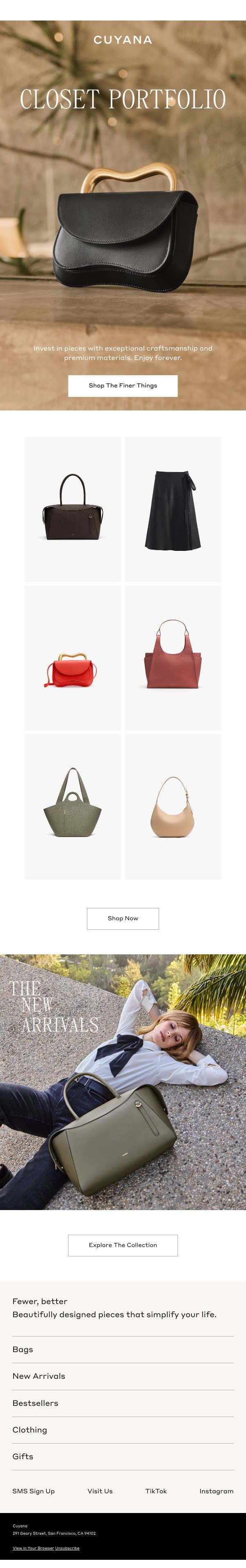Build Your Closet Portfolio email from Cuyana screenshot