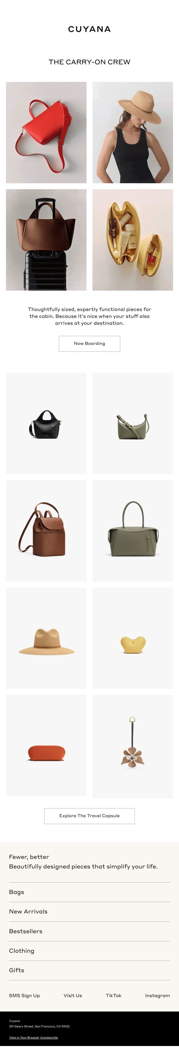 When Your Bags Aren't On the Carousel email from Cuyana screenshot