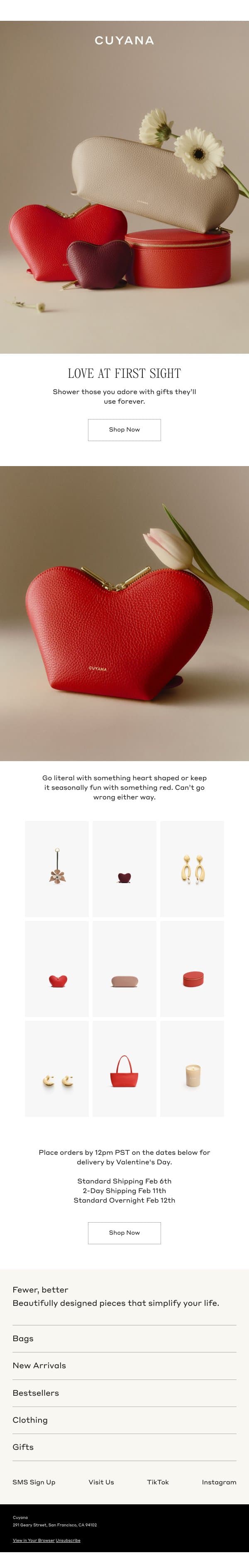 Love at First Sight email from Cuyana screenshot