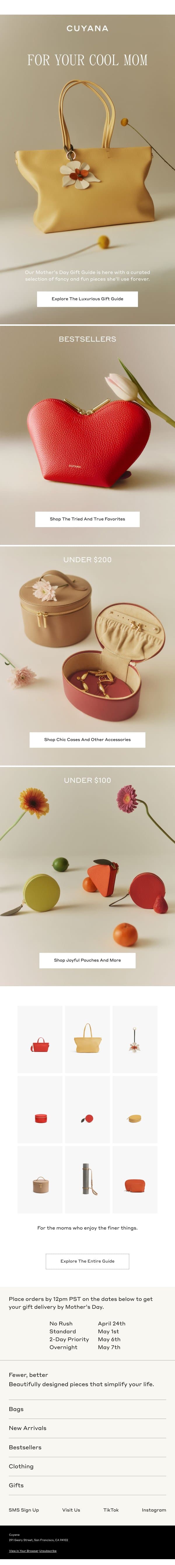 New: The Mother's Day Gift Guide email from Cuyana screenshot