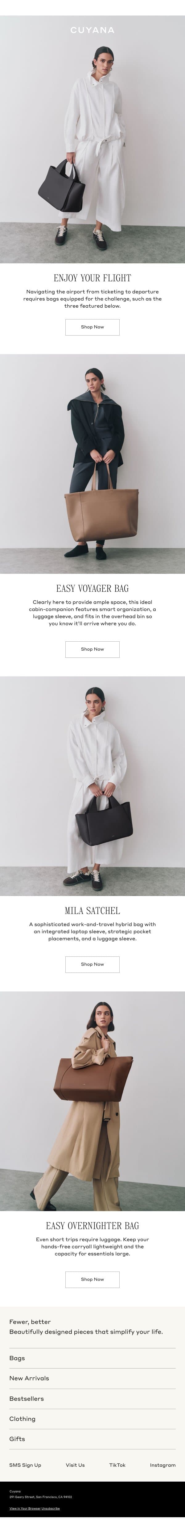 Enjoy Your Flight email from Cuyana screenshot