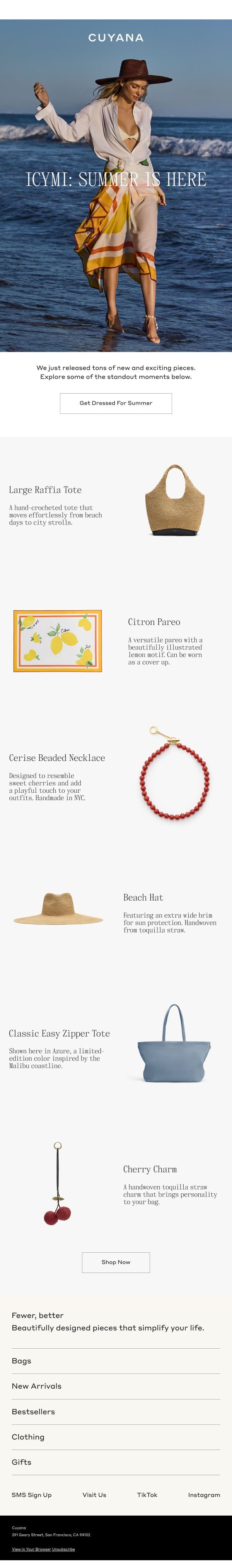 Did You Miss Summer? email from Cuyana screenshot